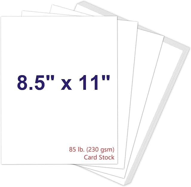 White 8.5 x 11 Cardstock, 230gsm, for Crafts and Invitations