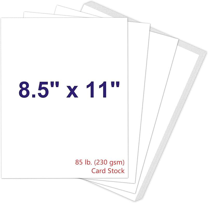 White 8.5 x 11 Cardstock, 230gsm, for Crafts and Invitations
