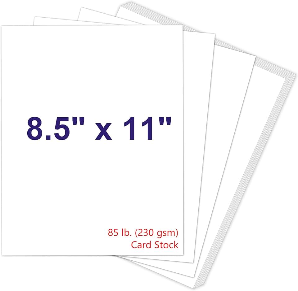 White 8.5 x 11 Cardstock, 230gsm, for Crafts and Invitations