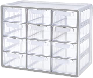 Large 12-Drawer Clear Storage Cabinet for Crafts and Hardware