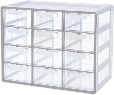 Large 12-Drawer Clear Storage Cabinet for Crafts and Hardware