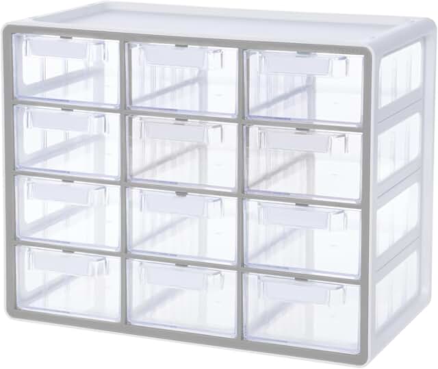 Large 12-Drawer Clear Storage Cabinet for Crafts and Hardware