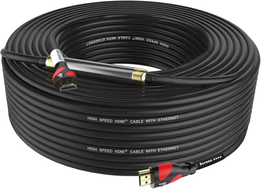 75 Feet Red HDMI 2.0 Cable with Signal Booster