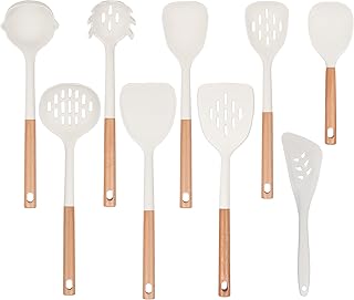 9-Piece Silicone Kitchen Utensil Set with Wooden Handles