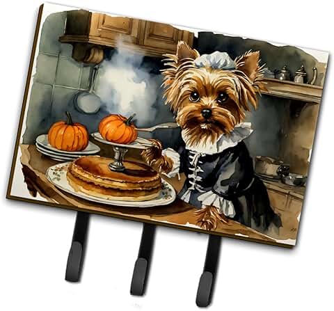 Fall Pumpkin Pie Kitchen Leash or Key Holder with Yorkshire Terrier