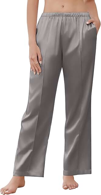 Women's Silk Satin Pajama Pants with Pockets