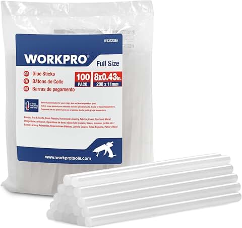 Full Size Hot Glue Sticks, 100-Pack, 0.43x8 Inches