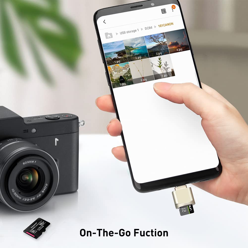 Type C Micro SD/TF Card Reader with Keychain, USB C to Micro SD SDHC SDXC OTG Memory Reader, Type C Card Reader Adapter Compatible for Mac Windows Lixus Samsung Galaxy Note 20 S20