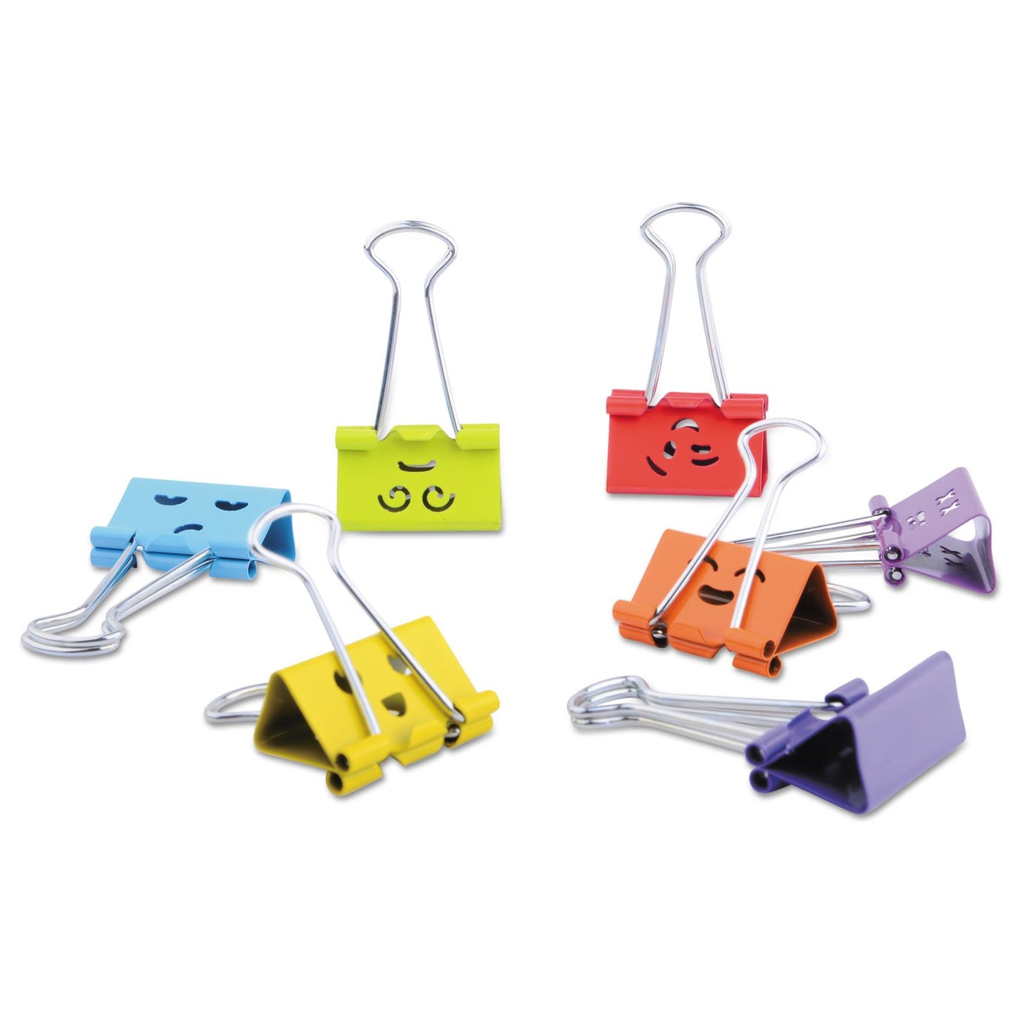 Medium Emoji-Themed Binder Clips with Storage Tub, 42 Pack