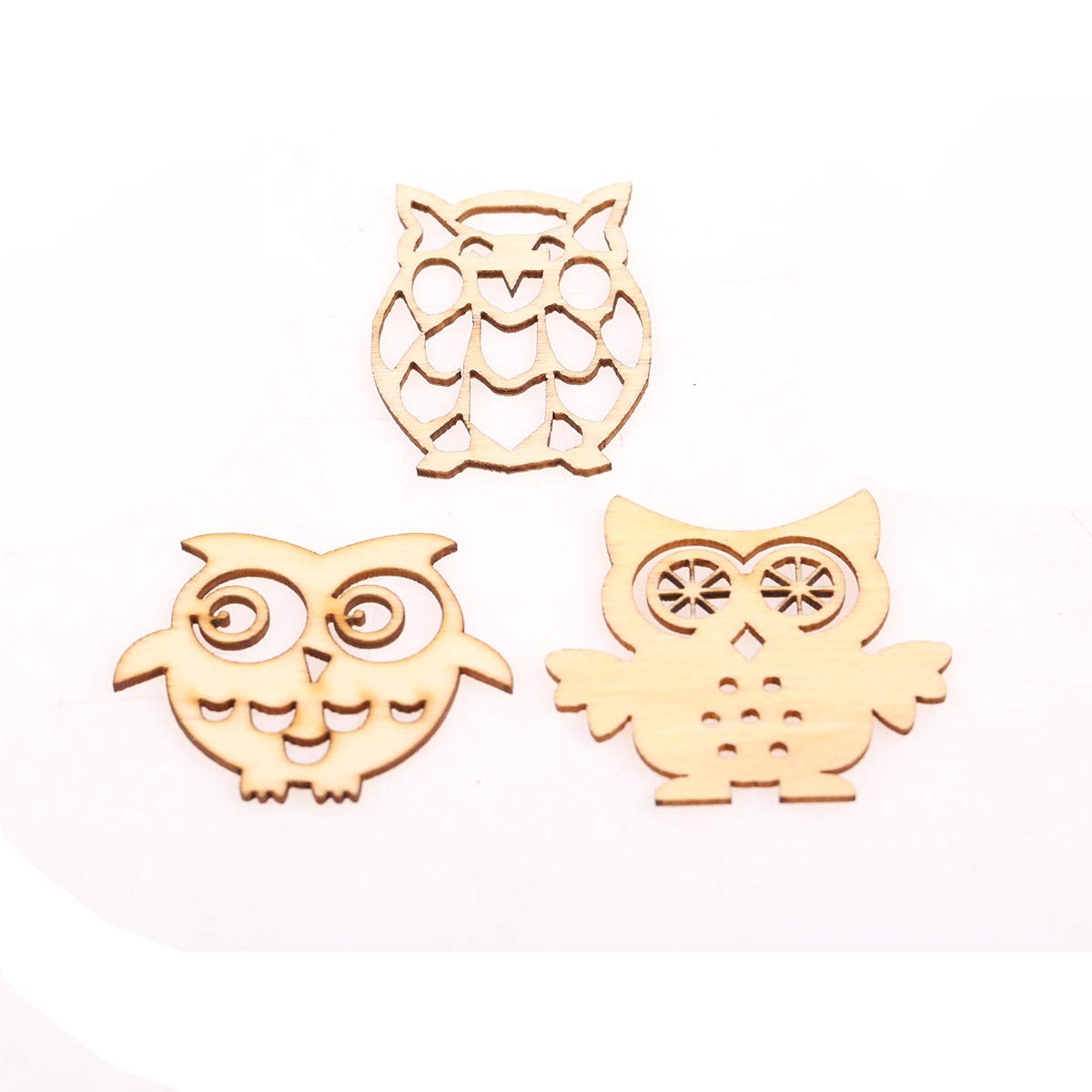 10 Assorted Owl-Shaped Wooden Slices 4.3x3.2cm