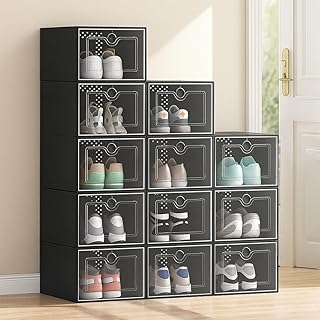 Large 12-Pack Plastic Shoe Storage Boxes