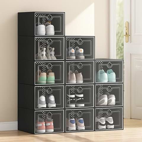 Large 12-Pack Plastic Shoe Storage Boxes