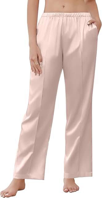 Women's Silk Satin Pajama Pants with Pockets