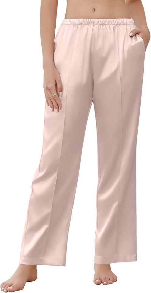 Women's Silk Satin Pajama Pants with Pockets