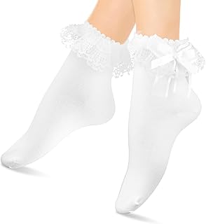 Women’s Frilly Ankle Socks with Lace and Ruffles