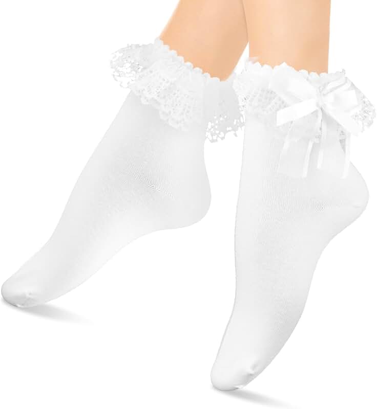 Women’s Frilly Ankle Socks with Lace and Ruffles