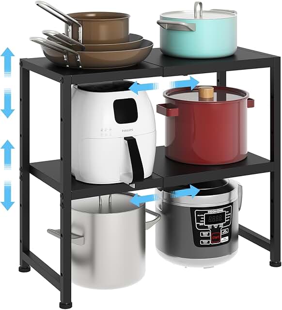Two-Tier Expandable Metal Storage Shelves