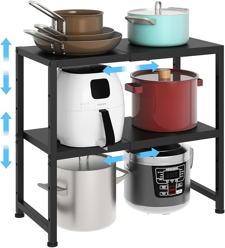 Two-Tier Expandable Metal Storage Shelves