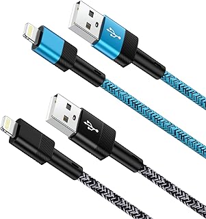 Fast Charging Nylon Braided Lightning Cables, 2-Pack, 10FT