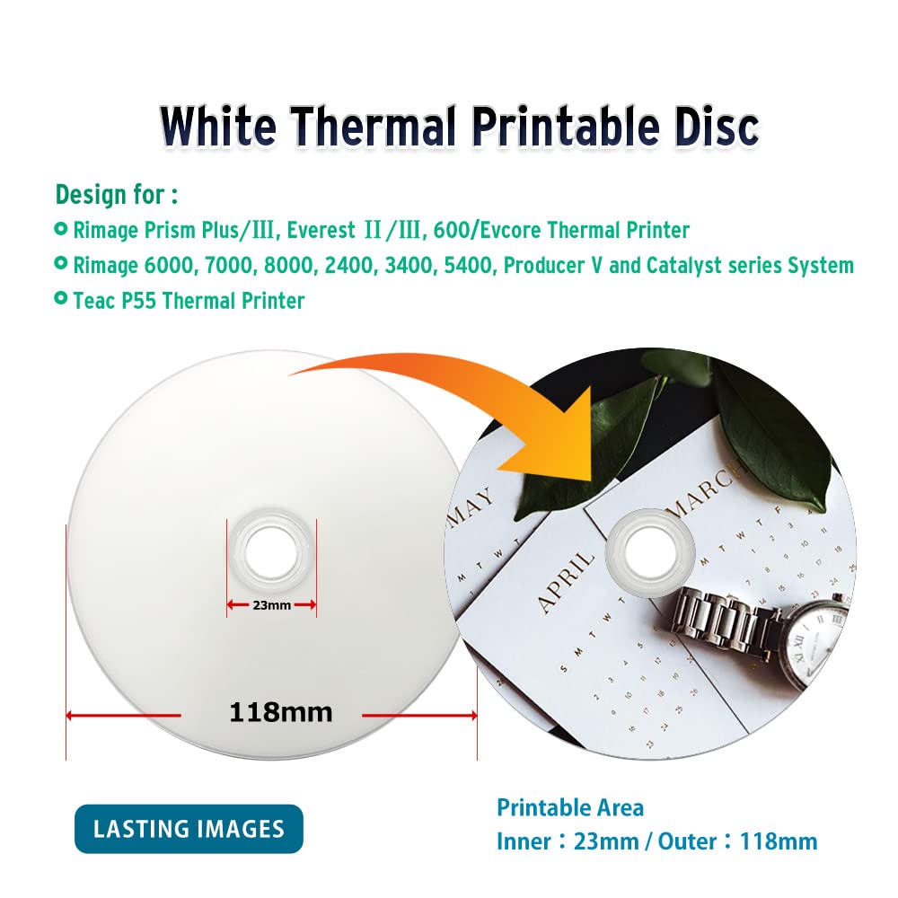 DVD+R 4.7GB 16X White Thermal Hub Printable - 100 Disc Spindle (FFP) - 63C-415-BX