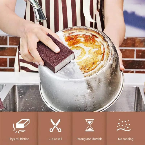 MODAIO-4Pcs - Emery Cleaning Sponge, Sponge Scrub, Cleaning Sponge for Descaling Pot Teapot Large Surface Quick Cleaning