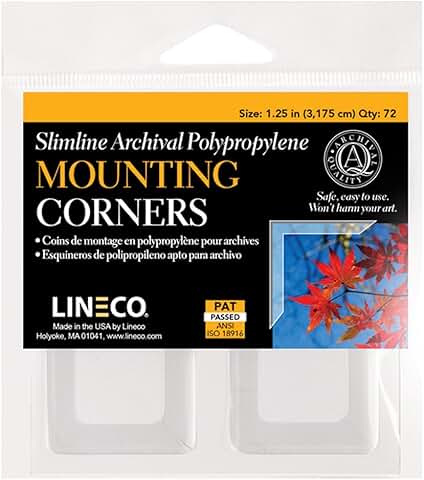 Self-Adhesive Polypropylene Mounting Corners, 1.25 in., 72 Pack