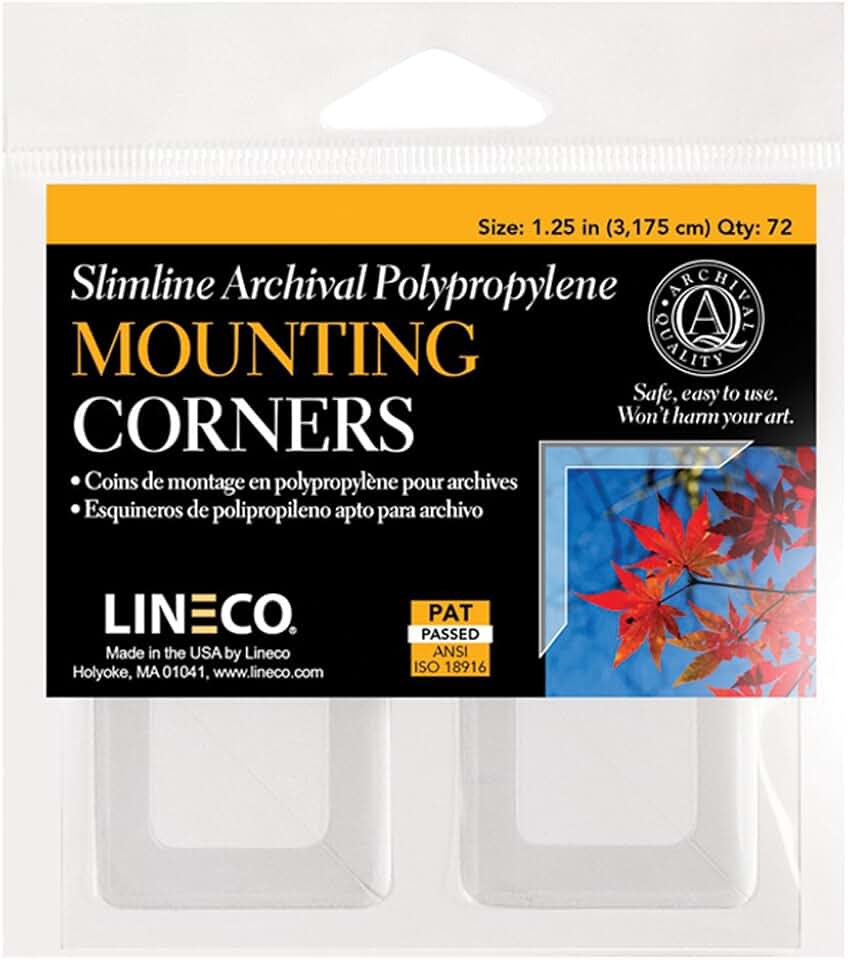 Self-Adhesive Polypropylene Mounting Corners, 1.25 in., 72 Pack