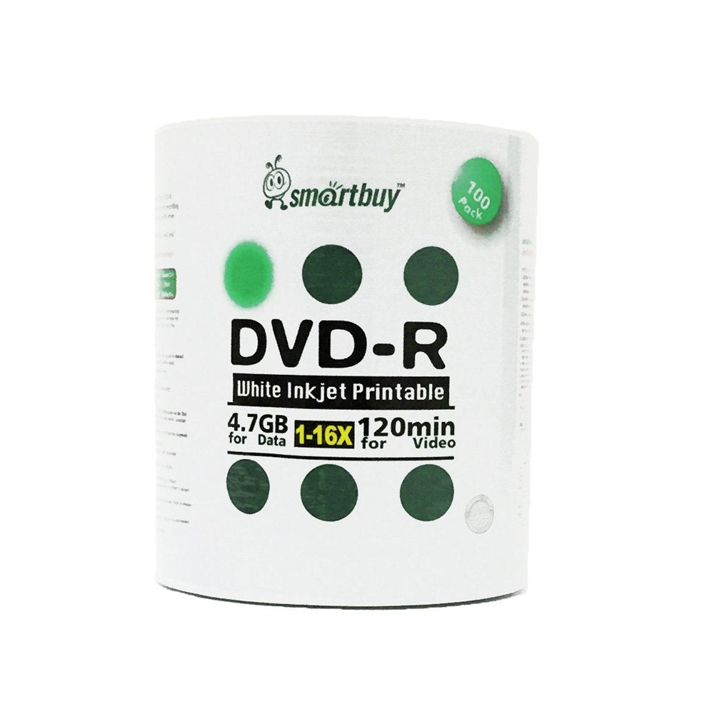 300 Pack DVD-R 4.7gb 16x White Printable Inkjet Blank Media Record Disc, 300 Disc 300pk