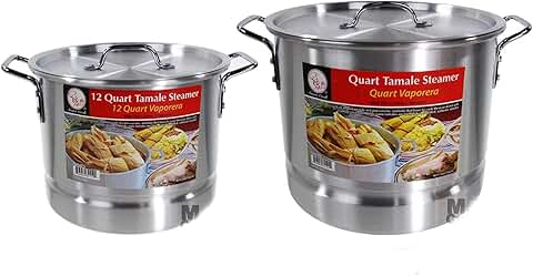 Traditional 12 or 16 Qt Aluminum Stockpot with Steamer and Tamale Maker