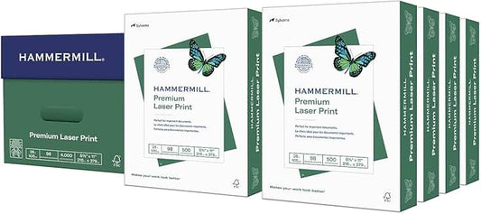 Premium 28 lb Laser Printer Paper, 8.5 x 11, 8 Reams