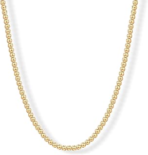Adjustable 14K Gold Plated Beaded Necklace for Women