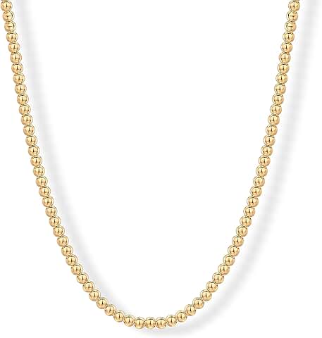 Adjustable 14K Gold Plated Beaded Necklace for Women