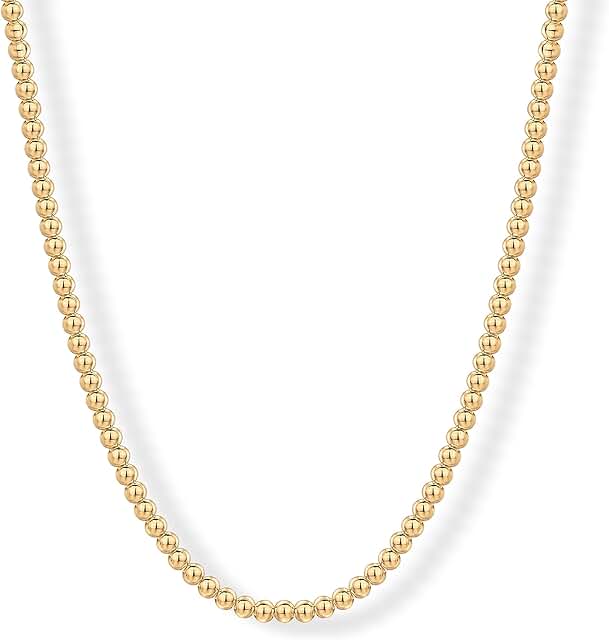 Adjustable 14K Gold Plated Beaded Necklace for Women