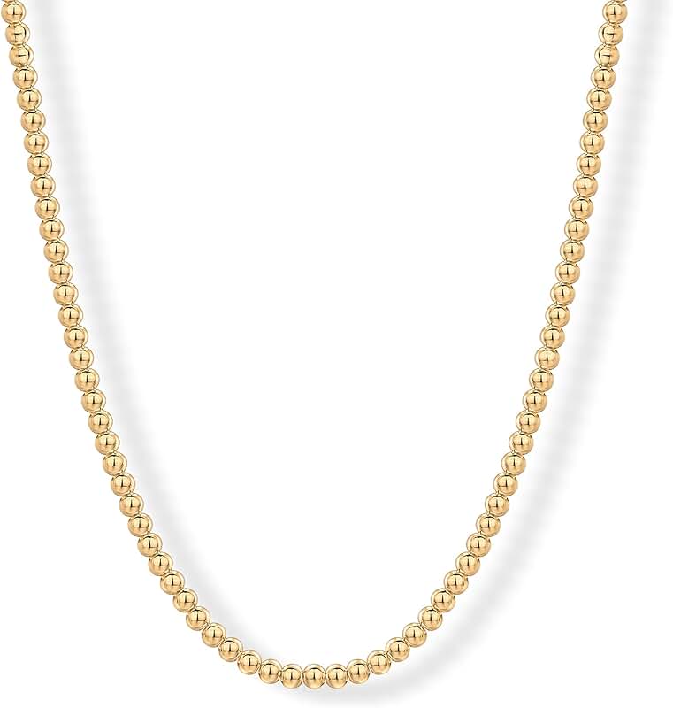 Adjustable 14K Gold Plated Beaded Necklace for Women