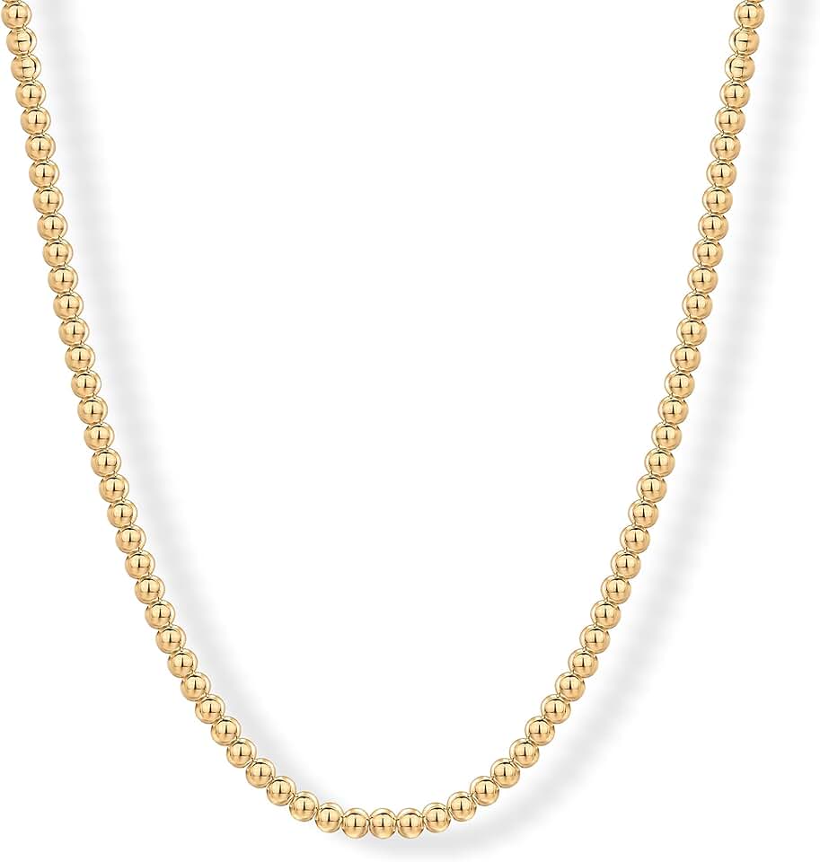 Adjustable 14K Gold Plated Beaded Necklace for Women