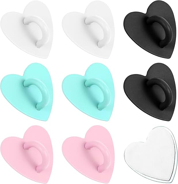 Set of 8 Heart-Shaped Phone Finger Rings in 4 Colors