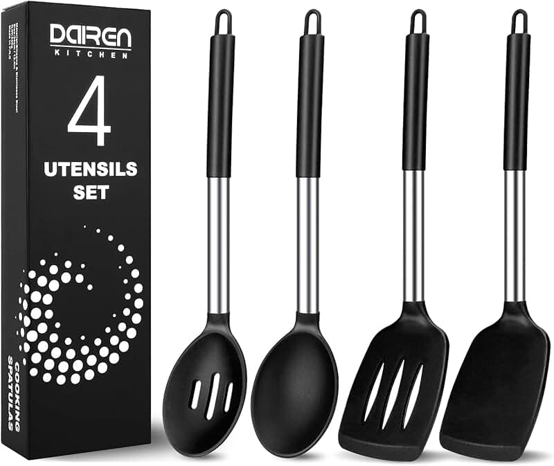 Set of 4 Large Silicone Cooking Utensils