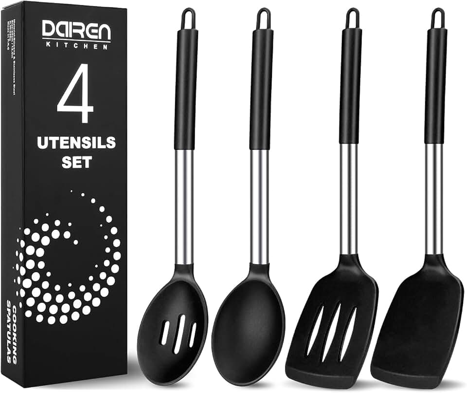 Set of 4 Large Silicone Cooking Utensils
