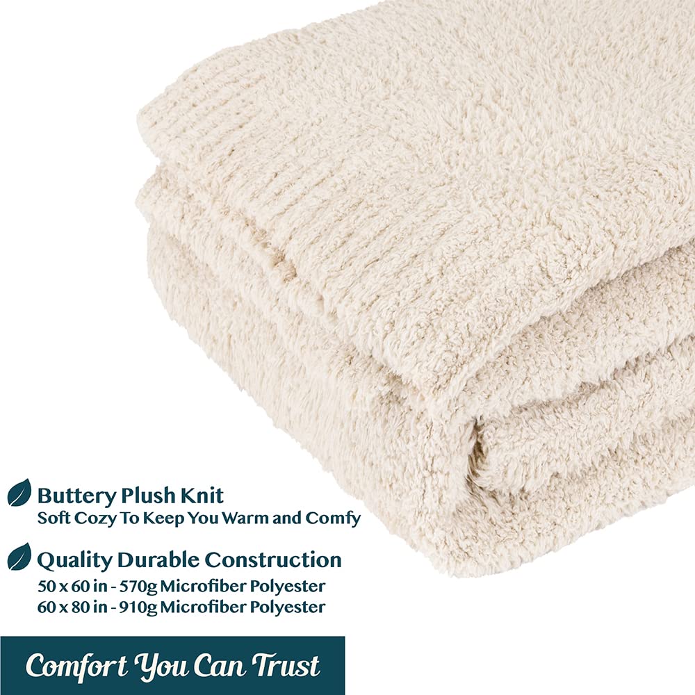 Plush Throw Blanket, Fluffy Textured Fleece Throw, Super Soft Cozy Microfiber Blanket for Sofa Couch Bed Cream Beige, 60x80 inches)