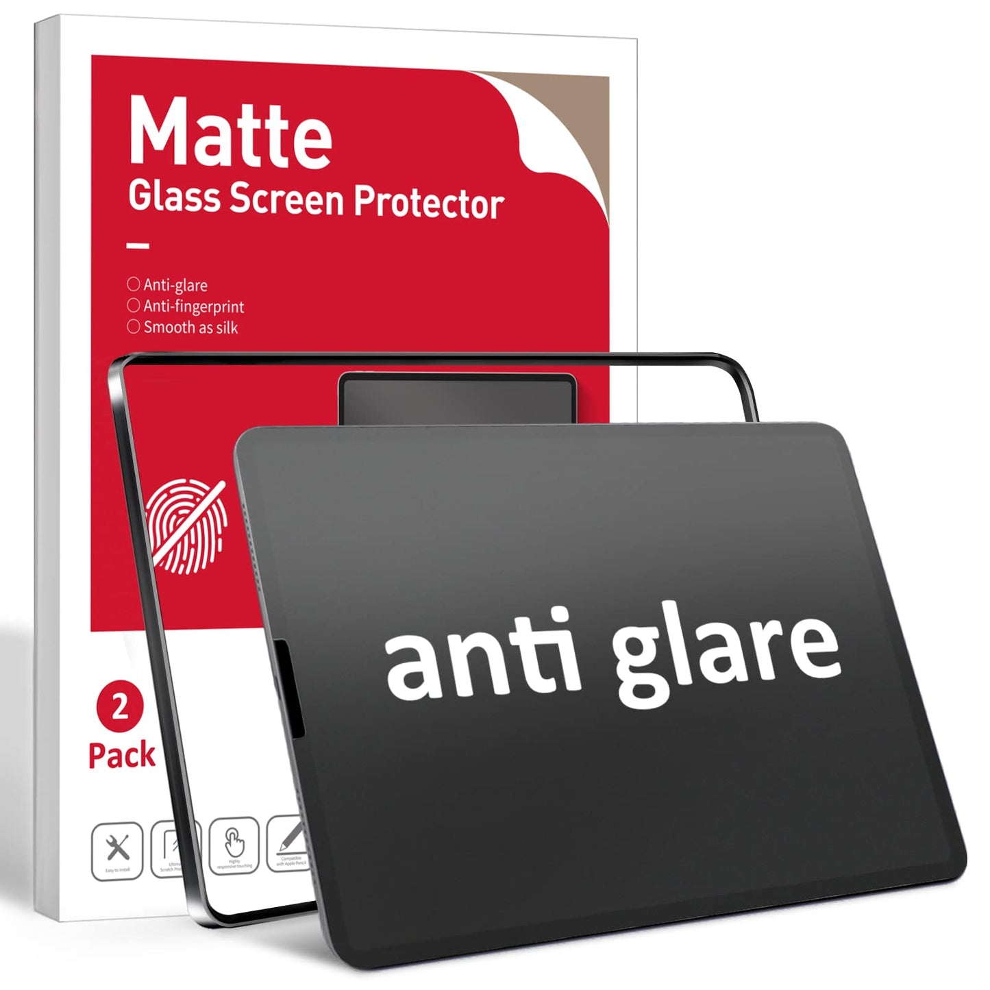 [2 Pack] Matte Glass Screen Protector Compatible with iPad Air 5th Generation 2022 10.9 inch, [Install Frame] Anti Glare/Fingerprint Free/Bubble Free/9H Tempered Glass iPad Air 5