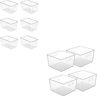 6 and 4 Pack Clear Plastic Storage Bins