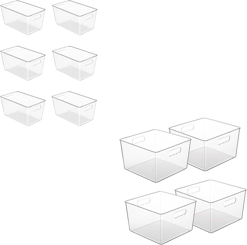 6 and 4 Pack Clear Plastic Storage Bins
