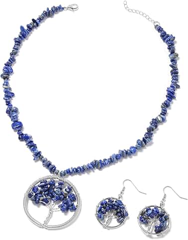 Tree of Life Jewelry Set with Birthstone Necklace and Earrings