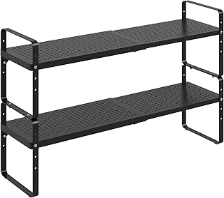 Adjustable Stackable Metal Shelf Organizer for Kitchen and Office