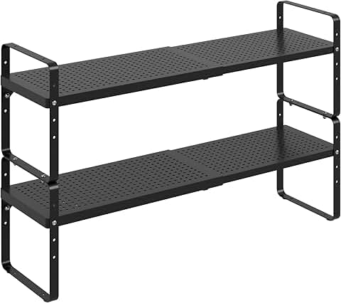 Adjustable Stackable Metal Shelf Organizer for Kitchen and Office