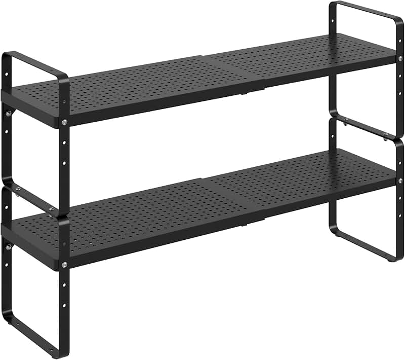 Adjustable Stackable Metal Shelf Organizer for Kitchen and Office