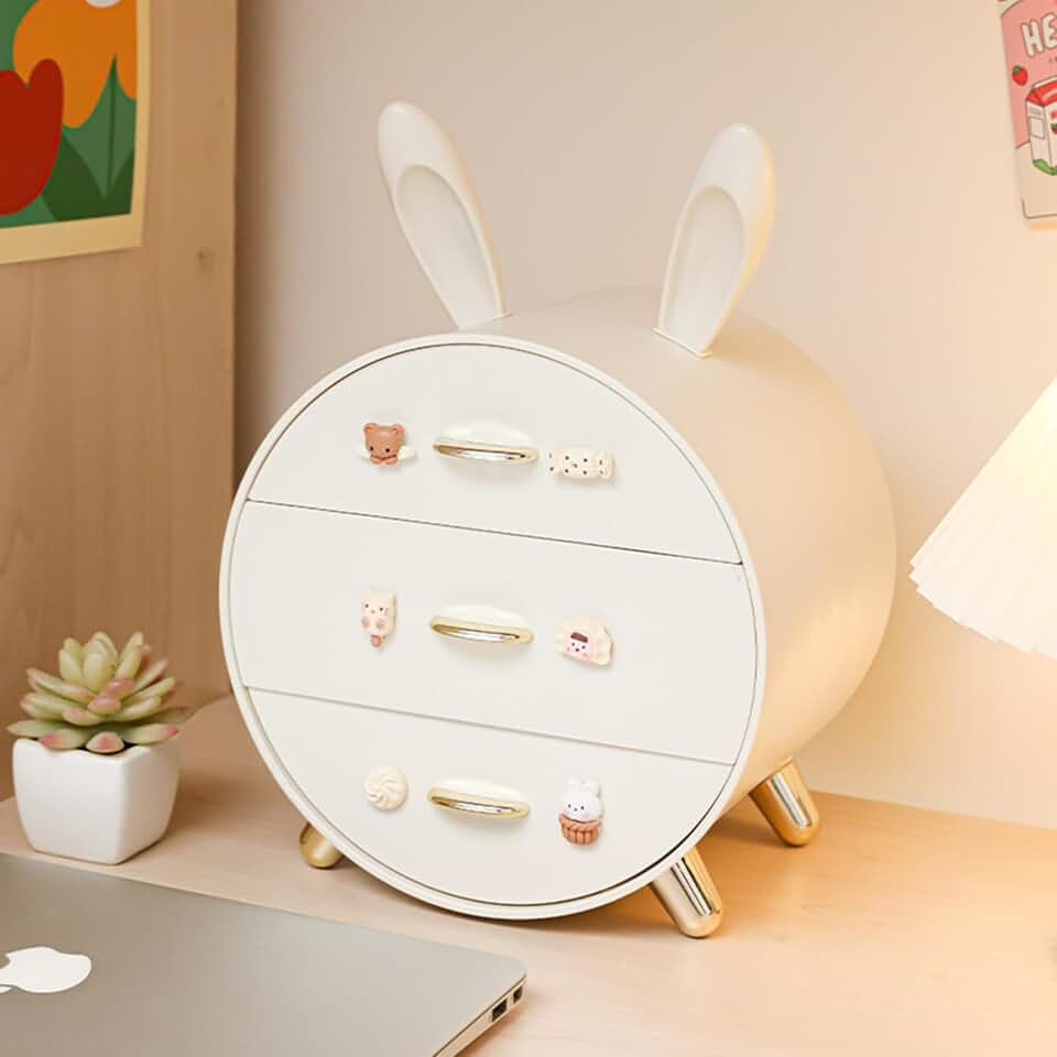 Milk White Makeup and Jewelry Organizer with 3 Drawers