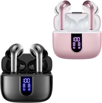Pink and Black True Wireless Earbuds with Charging Case