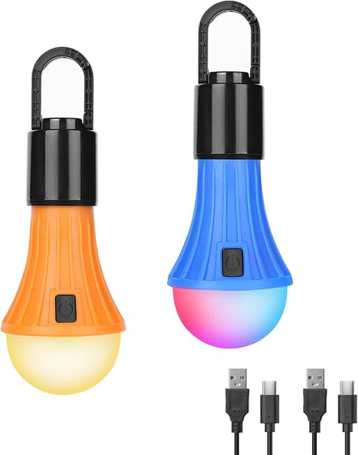 Rechargeable Camping Lantern with 7 Light Modes, 2 Pack