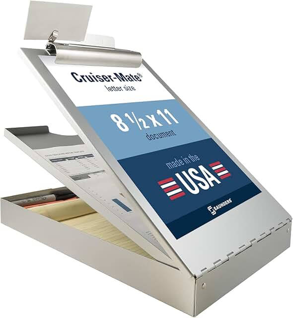 Heavy Duty Letter Size Metal Clipboard with Storage